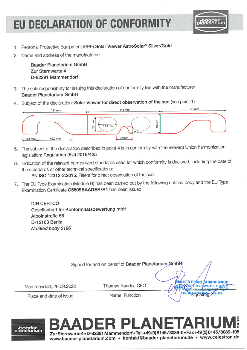 Baader Planetarium Solar Viewer Glasses - 10 Pack