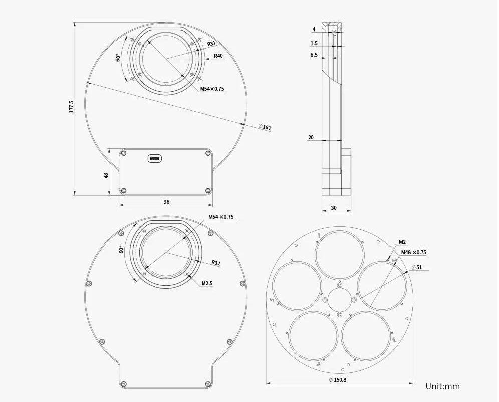 ZWO Motorised Filter Wheel 5 x 2"