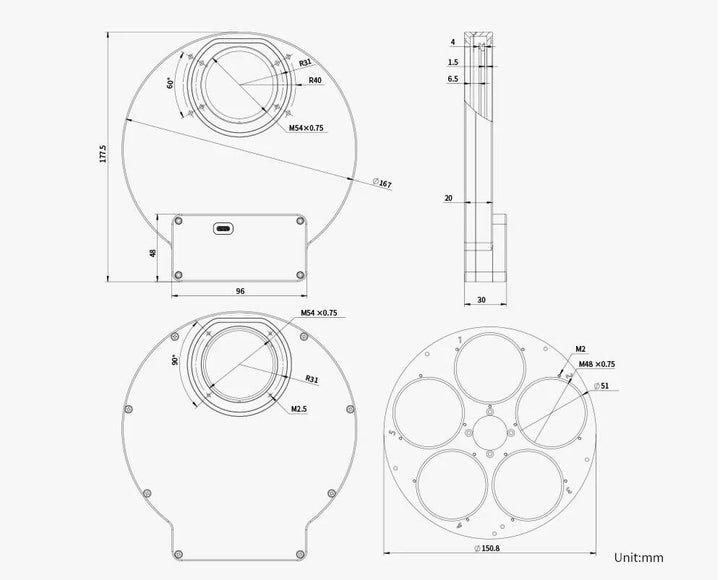 ZWO Motorised Filter Wheel 5 x 2"