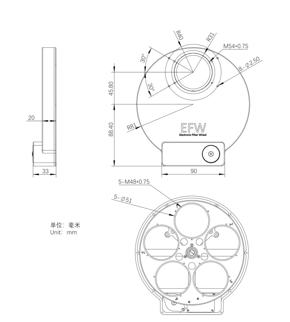 ZWO Motorised Filter Wheel 5 x 2"