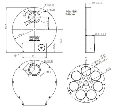 ZWO Motorised Filter Wheel 7 x 36mm