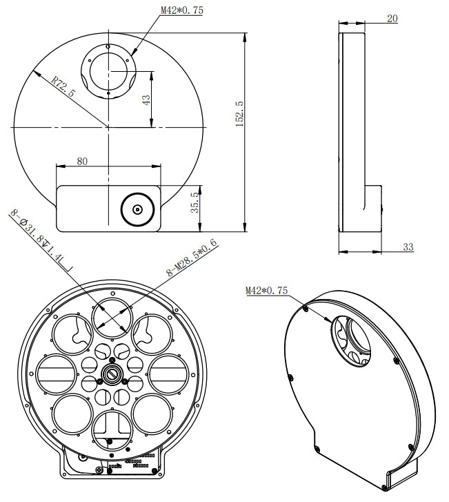 ZWO Motorised Filter Wheel 8 x 1.25"